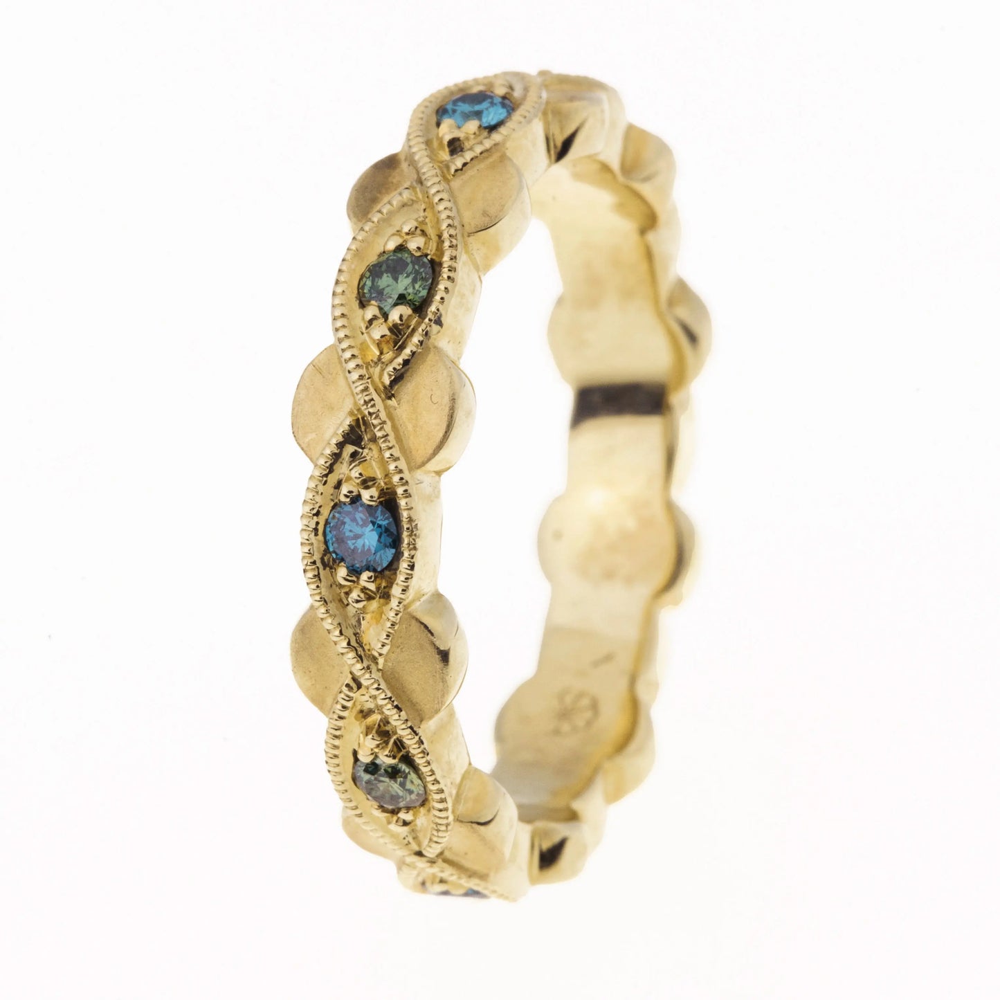 Brillantring (Memoirring) 585GG mit blauen und grünen Brillanten