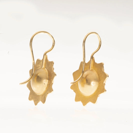 Ohrschmuck "Deckel Mohnkapsel" in 750er Gelbgold rückwärtige Ansicht