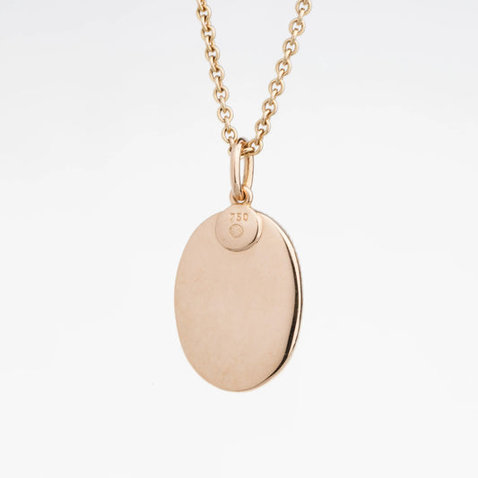 rückwärtige Ansicht: glatte Medallionoberfläche: Anhänger "Tuchtänzerin" in 750er Rosegold