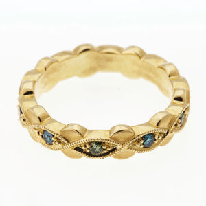 Brillantring (Memoirring) 585GG mit blauen und grünen Brillanten