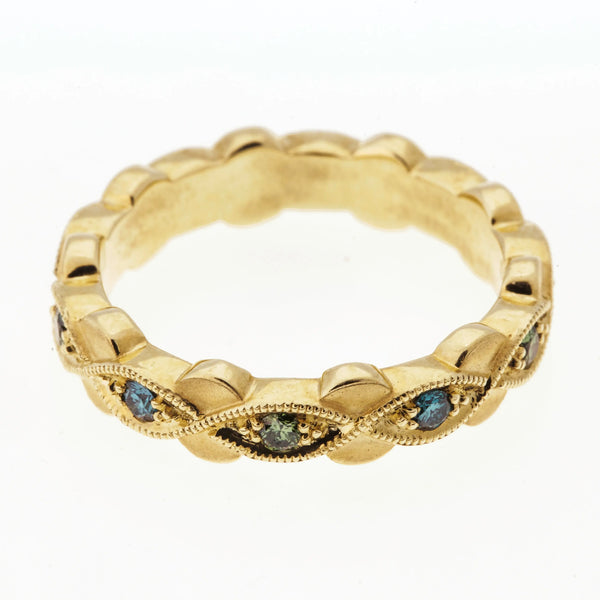 Brillantring (Memoirring) 585GG mit blauen und grünen Brillanten