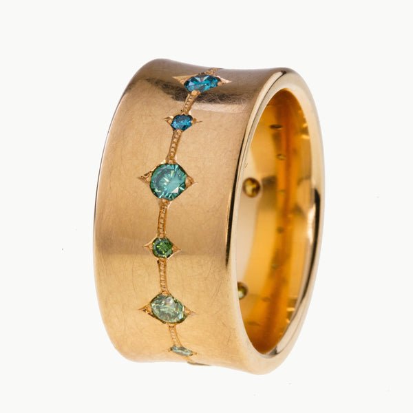 Konkaver Bandring 750Rg mit Brillantdekor umlaufend Teuscher Berlin Jewellery
