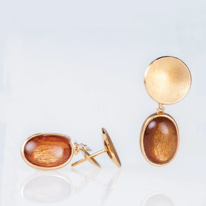 Ohrschmuck 750er Rotgold mit leuchtenden Sonnensteinen