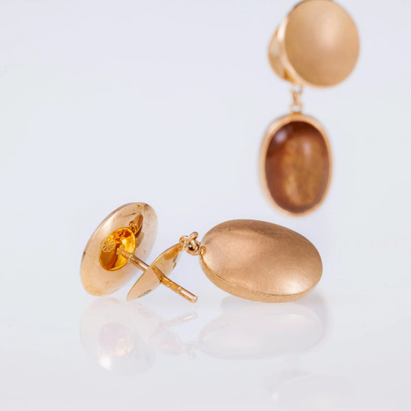 Ohrschmuck 750er Rotgold mit leuchtenden Sonnensteinen